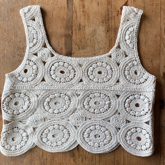 Rebellion Tops - Rebellion Crochet Boho Crop Top in Cream